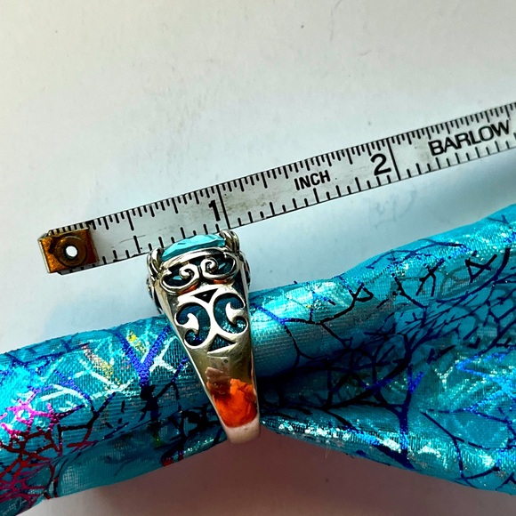 Reserved for @postapoly Silpada Vintage Filagree Sterling Silver Aqua Oval Ring - Picture 9 of 10